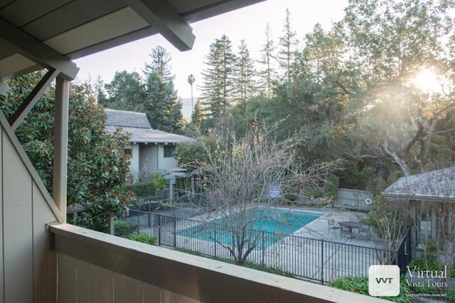 view of swimming pool featuring a patio