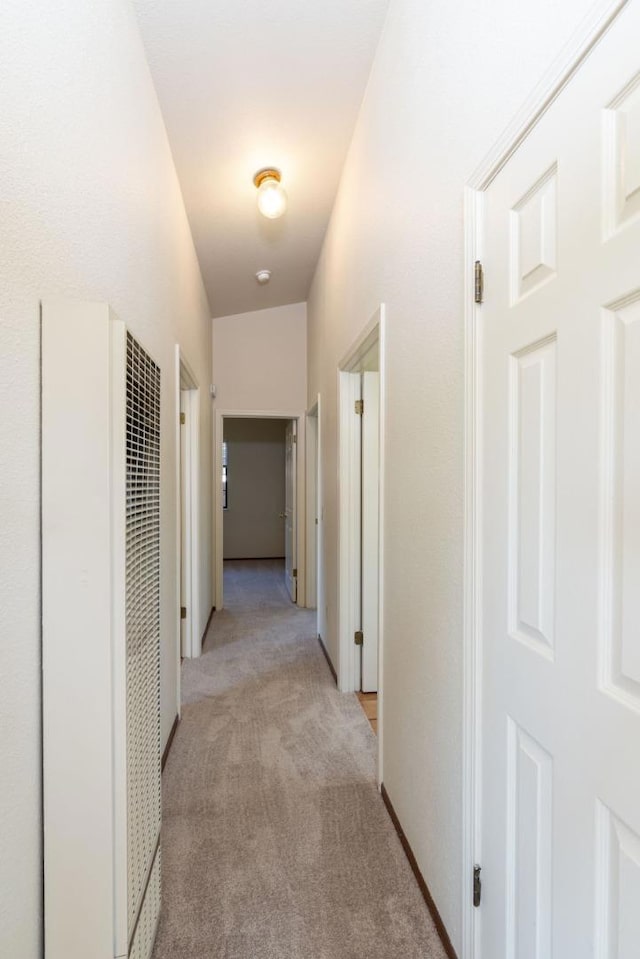 corridor with light colored carpet