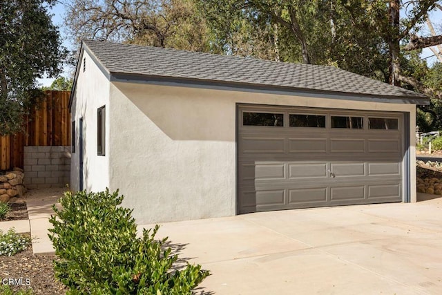 view of garage