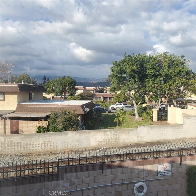 exterior space featuring a mountain view