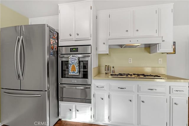 kitchen with white cabinetry and stainless steel appliances