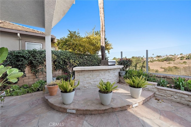 view of patio featuring an outdoor kitchen