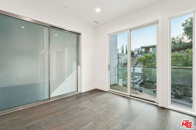 interior space with dark wood-type flooring and plenty of natural light