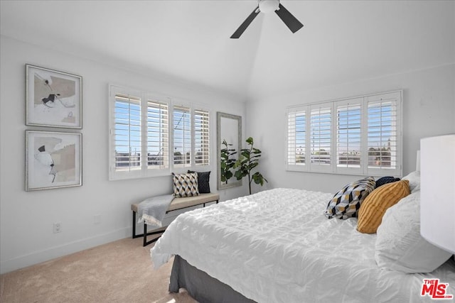 bedroom featuring ceiling fan and carpet flooring