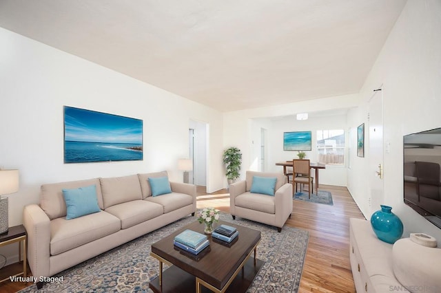 living room featuring light wood-type flooring