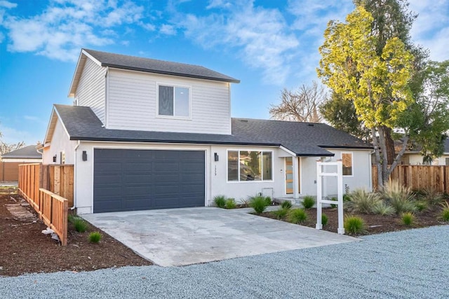 view of front property with a garage