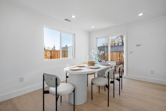 dining room with light hardwood / wood-style floors