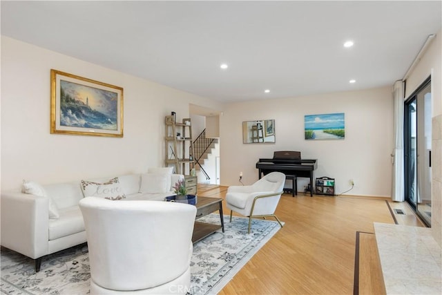 living room featuring light wood-type flooring