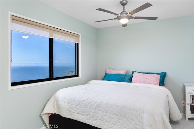 bedroom featuring ceiling fan