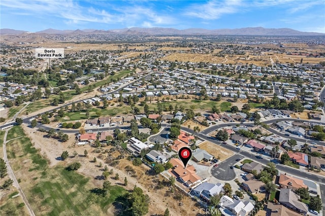 drone / aerial view with a mountain view