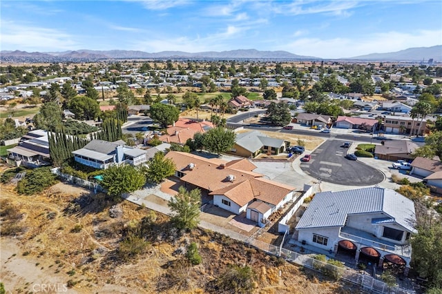 bird's eye view with a mountain view