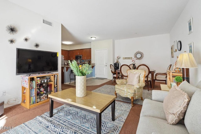 living room with carpet floors