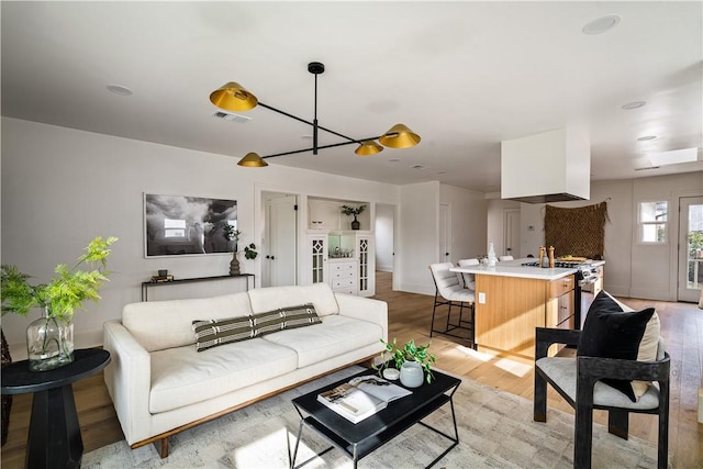 living room featuring light hardwood / wood-style flooring