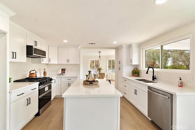 kitchen with gas stove, sink, stainless steel dishwasher, and white cabinets