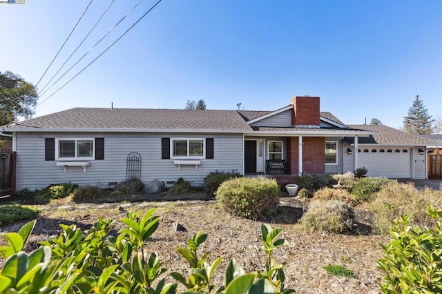 single story home with a garage