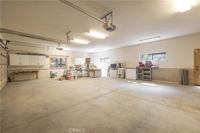 garage with a garage door opener