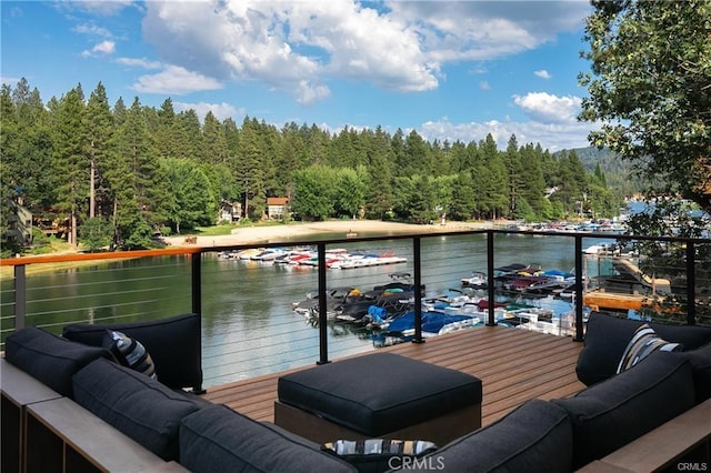 deck with a water view