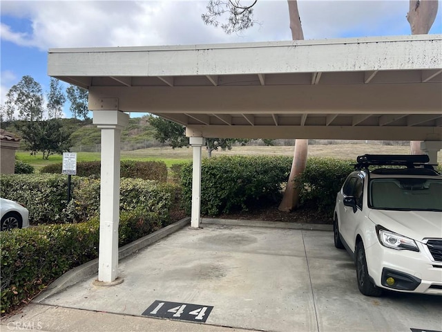 view of covered parking lot