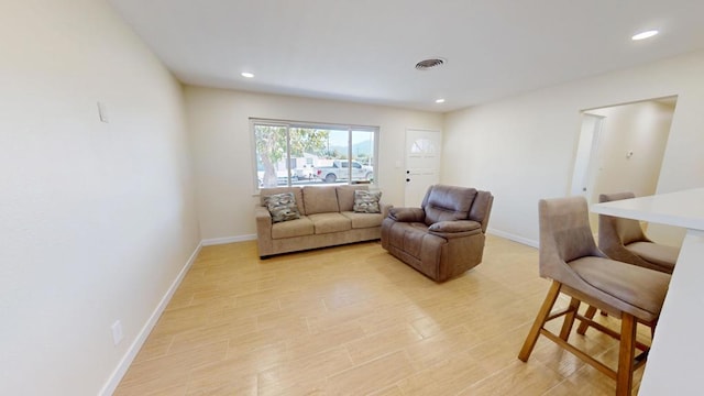 living room featuring light hardwood / wood-style flooring