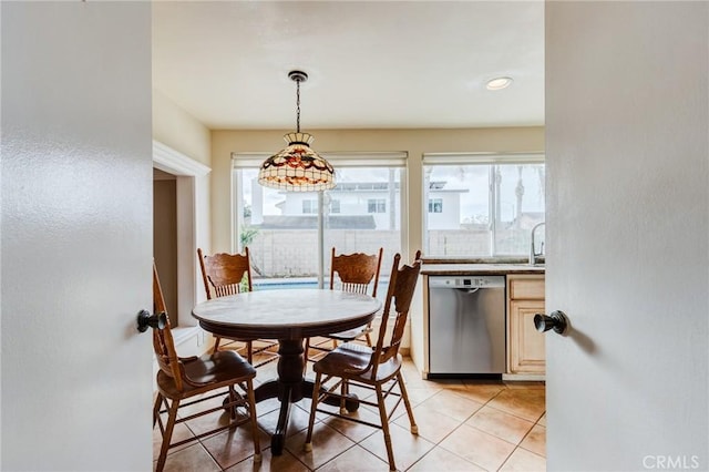 view of tiled dining room