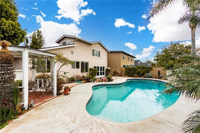 view of swimming pool with a patio