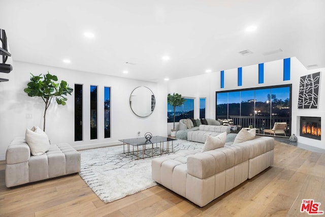 living room featuring light wood-type flooring