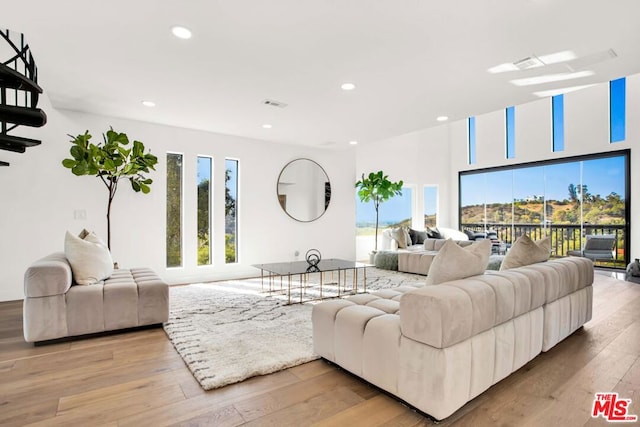 living room featuring light hardwood / wood-style flooring