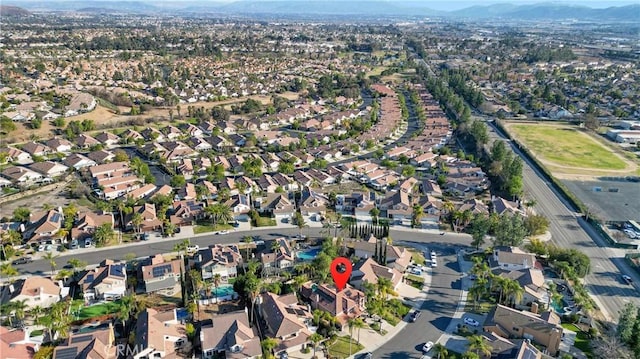 aerial view with a mountain view