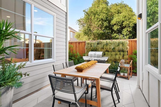 balcony with a patio area