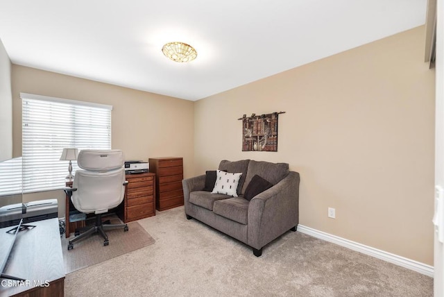 view of carpeted home office