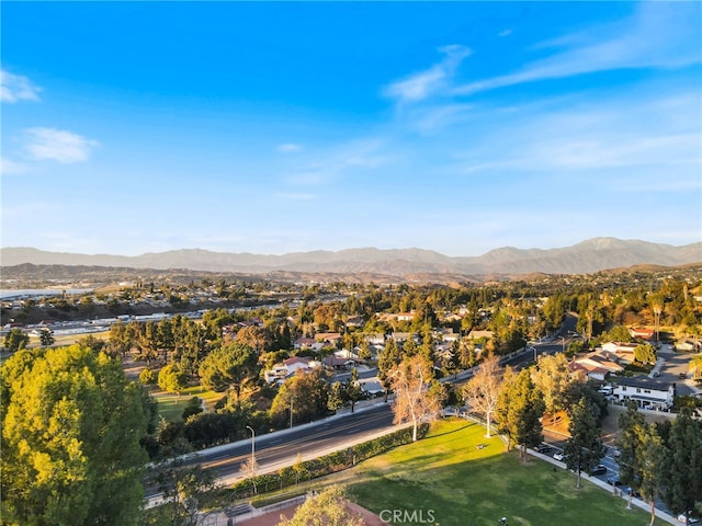 drone / aerial view with a mountain view