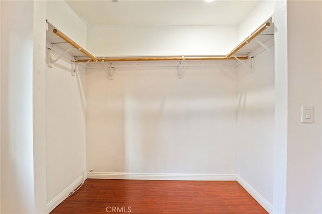 walk in closet with hardwood / wood-style flooring