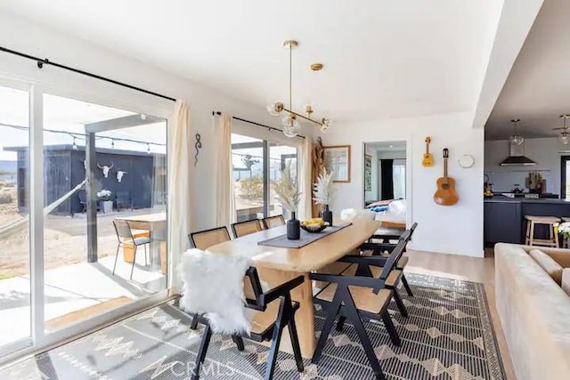 dining area featuring wood-type flooring