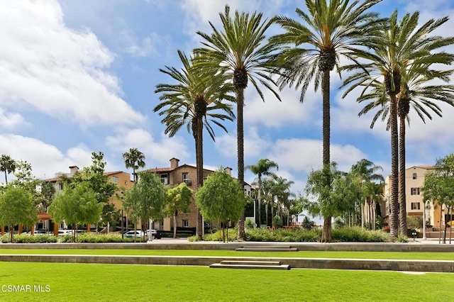 view of property's community featuring a yard