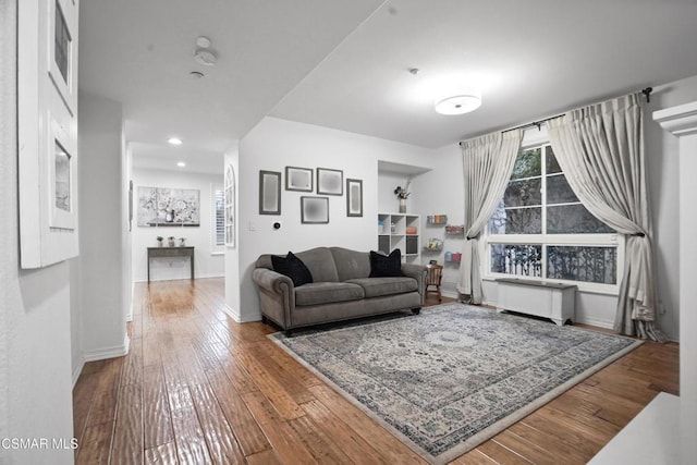 living room with wood-type flooring