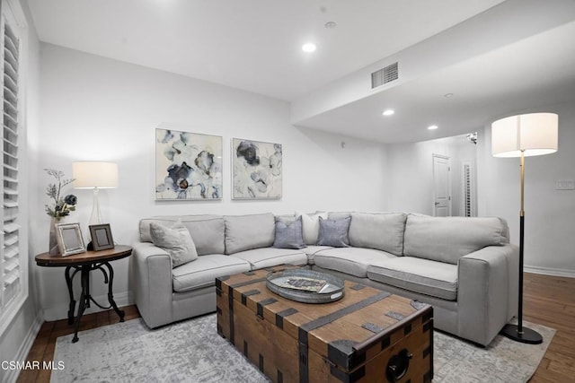 living room with light wood-type flooring