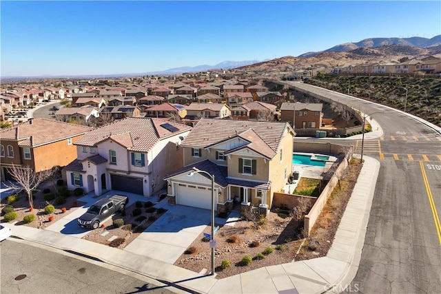 aerial view with a mountain view