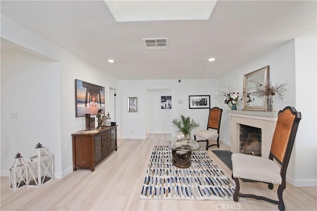 living area featuring light hardwood / wood-style flooring