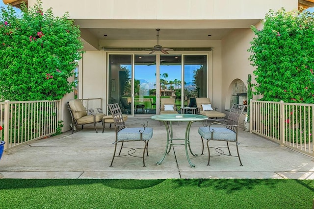 view of patio / terrace with ceiling fan