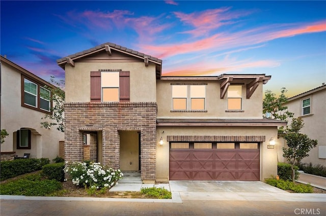 view of front of house with a garage