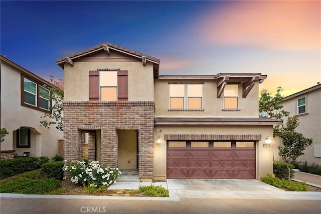 view of front of house with a garage