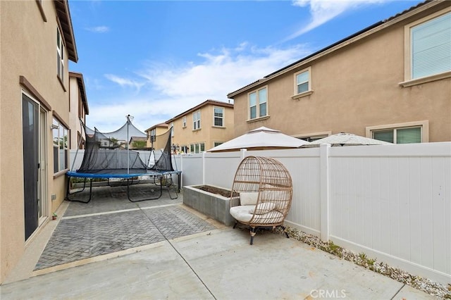 view of patio / terrace featuring a trampoline