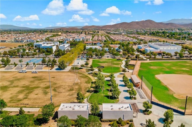 aerial view with a mountain view