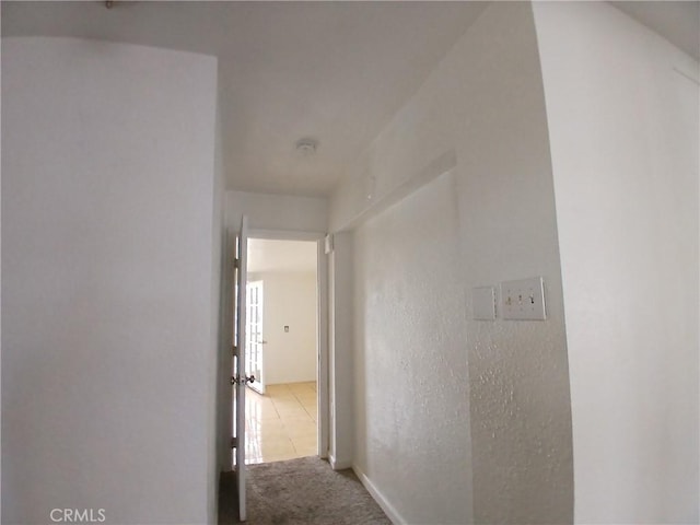 hallway with carpet flooring