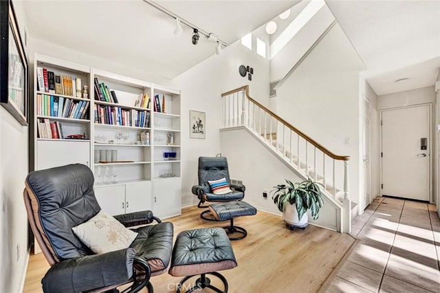 living area with light wood-type flooring