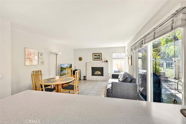 view of tiled living room