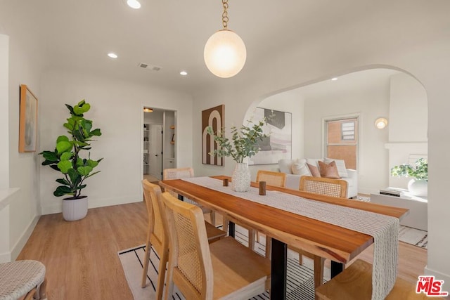 dining area featuring light hardwood / wood-style floors