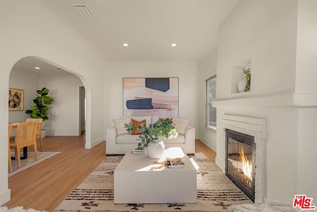 living room with light wood-type flooring