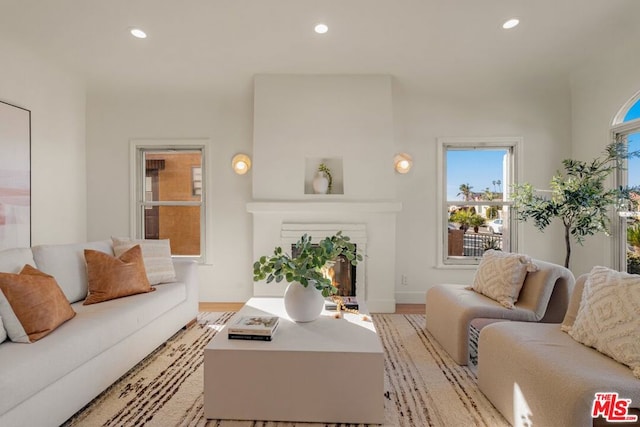 living room featuring light wood-type flooring