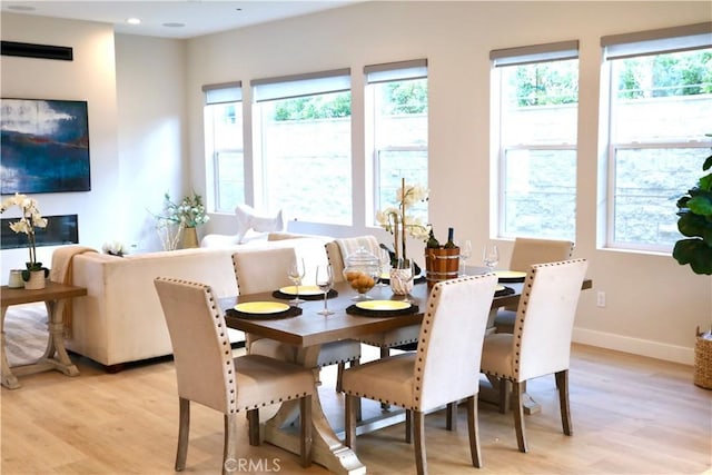 dining room featuring light hardwood / wood-style flooring and a wealth of natural light